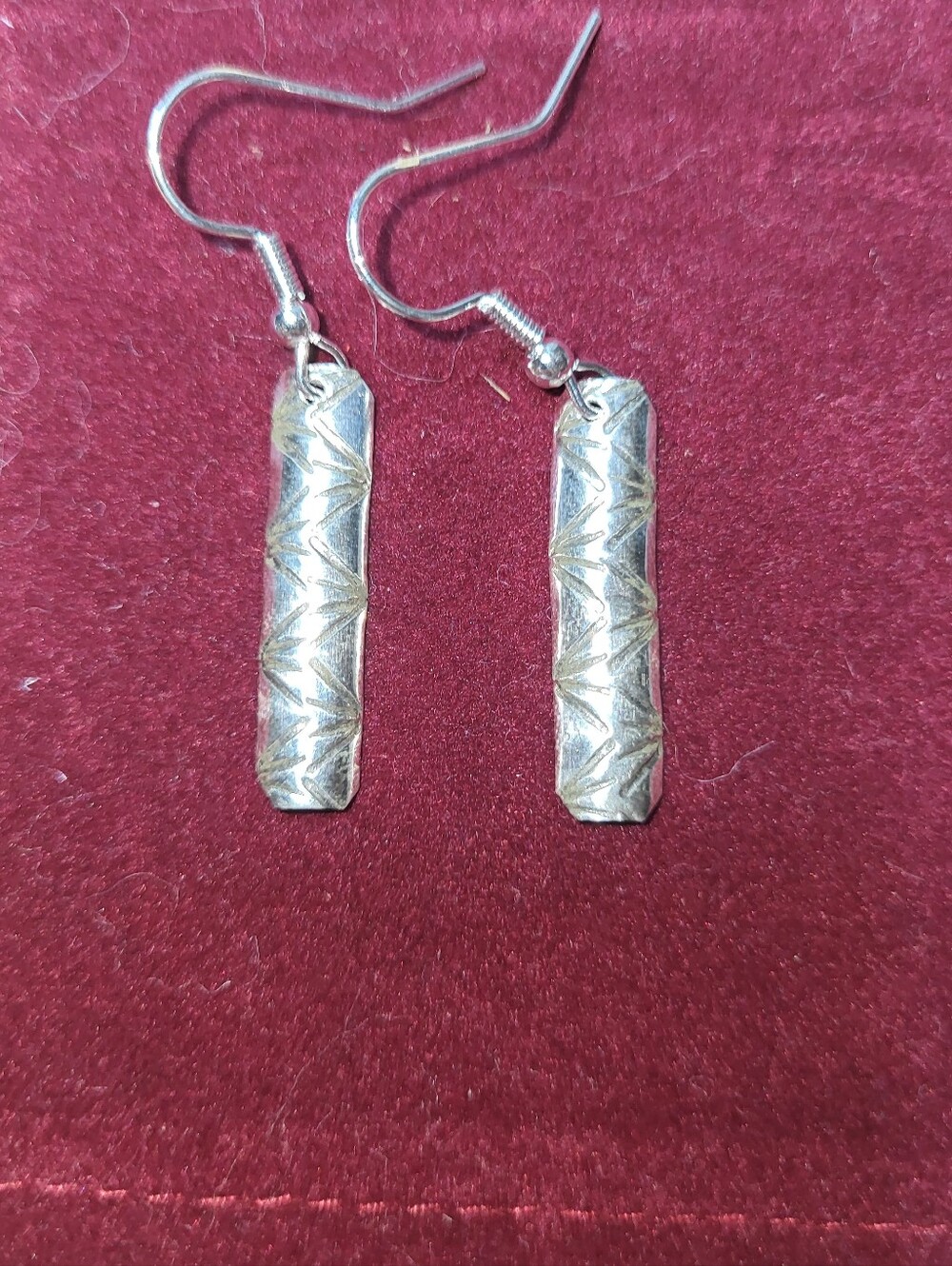 925 Sterling Silver Bar Dangle Earrings - Unbranded
